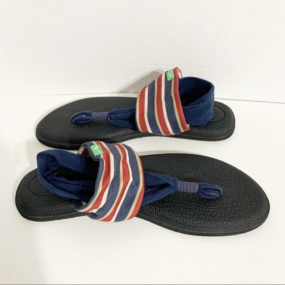 Sanuk Yoga Sling 2 Prints Flip Flops Sandals Striped and Solid Upper Comfort - Picture 5 of 12
